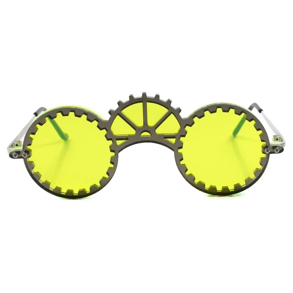 Futuristic Gothic Steampunk Unique Party Rave Costume Cosplay Green Sunglasses